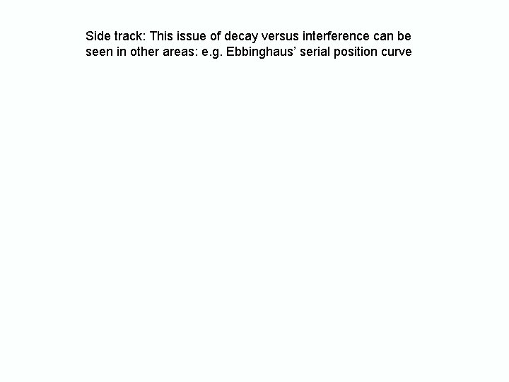 Side track: This issue of decay versus interference can be seen in other areas: Side track: This issue of decay versus interference can be seen in other areas: