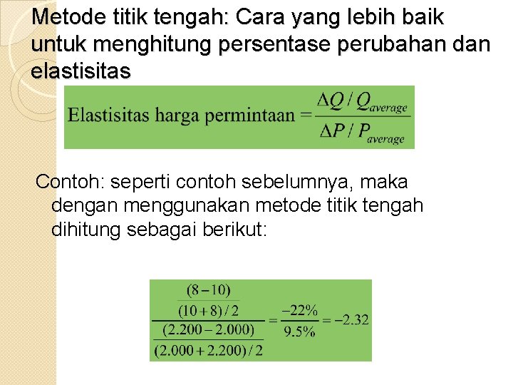 Metode titik tengah: Cara yang lebih baik untuk menghitung persentase perubahan dan elastisitas Contoh: