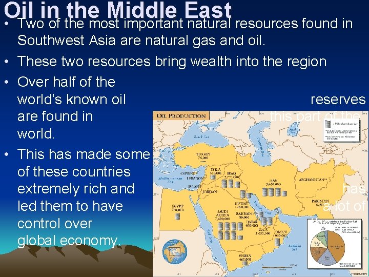 Oil in the Middle East • Two of the most important natural resources found