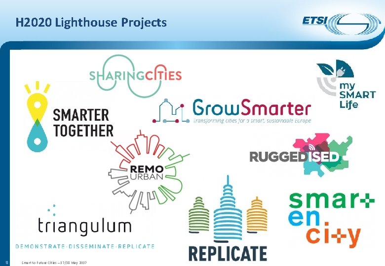 H 2020 Lighthouse Projects 9 Smart to Future Cities – 17/18 May 2017 