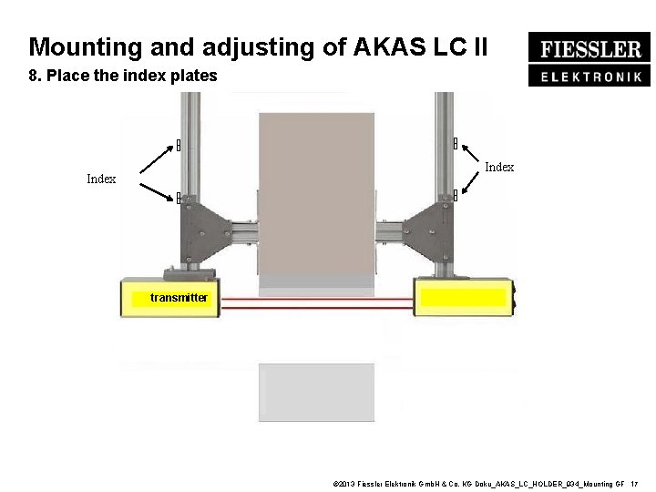 Mounting and adjusting of AKAS LC II 8. Place the index plates Index transmitter