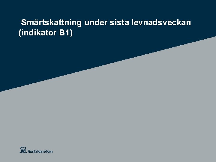 Smärtskattning under sista levnadsveckan (indikator B 1) 