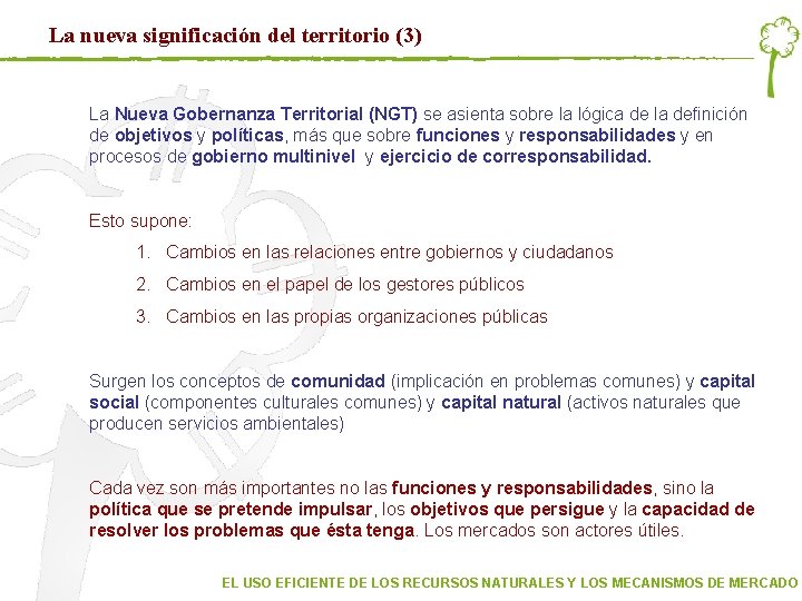 La nueva significación del territorio (3) La Nueva Gobernanza Territorial (NGT) se asienta sobre La nueva significación del territorio (3) La Nueva Gobernanza Territorial (NGT) se asienta sobre