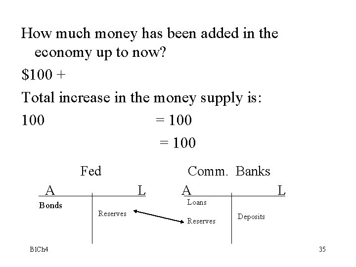 How much money has been added in the economy up to now? $100 +