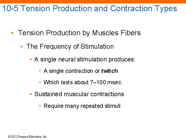 10 -5 Tension Production and Contraction Types • Tension Production by Muscles Fibers •