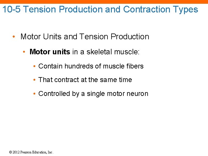 10 -5 Tension Production and Contraction Types • Motor Units and Tension Production •