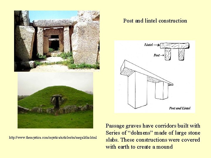 Post and lintel construction http: //www. themystica. com/mystica/articles/m/megaliths. html Passage graves have corridors built