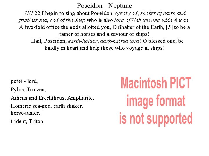 Poseidon - Neptune HH 22 I begin to sing about Poseidon, great god, shaker