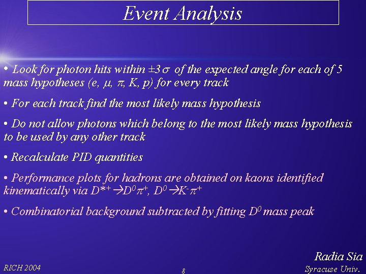 Event Analysis • Look for photon hits within ± 3 s of the expected
