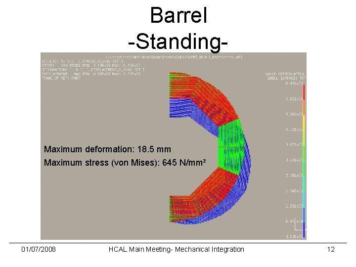 Barrel -Standing- Maximum deformation: 18. 5 mm Maximum stress (von Mises): 645 N/mm² 01/07/2008