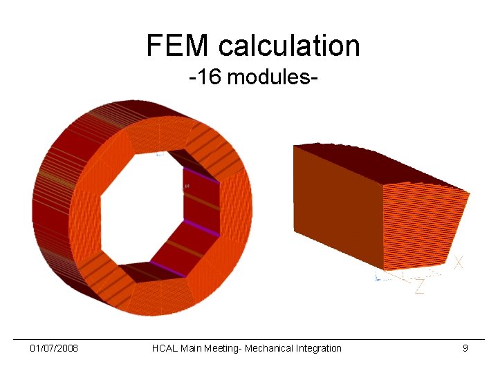 FEM calculation -16 modules- 01/07/2008 HCAL Main Meeting- Mechanical Integration 9 