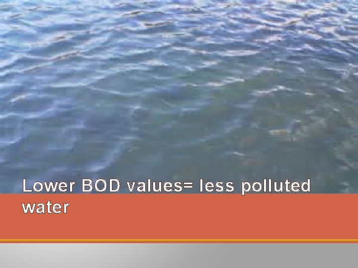 Lower BOD values= less polluted water 