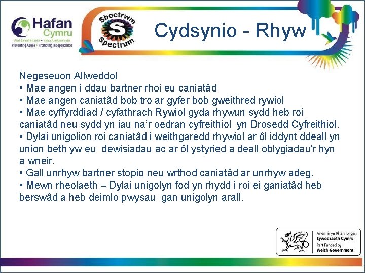 Click to edit. Cydsynio - Rhyw Master title style Click to edit Master text