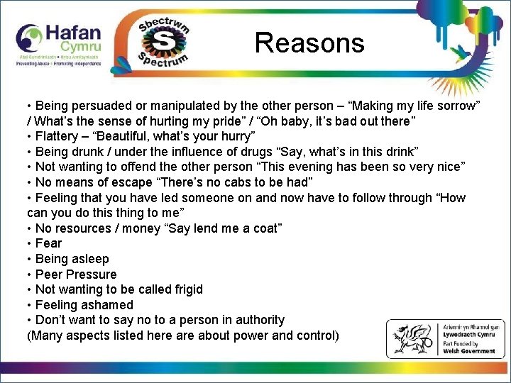 Reasons Click to edit Master title style Click to edit Master text styles •