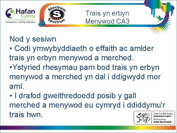 Click to edit Trais yn erbyn Master title style Menywod CA 3 Click to