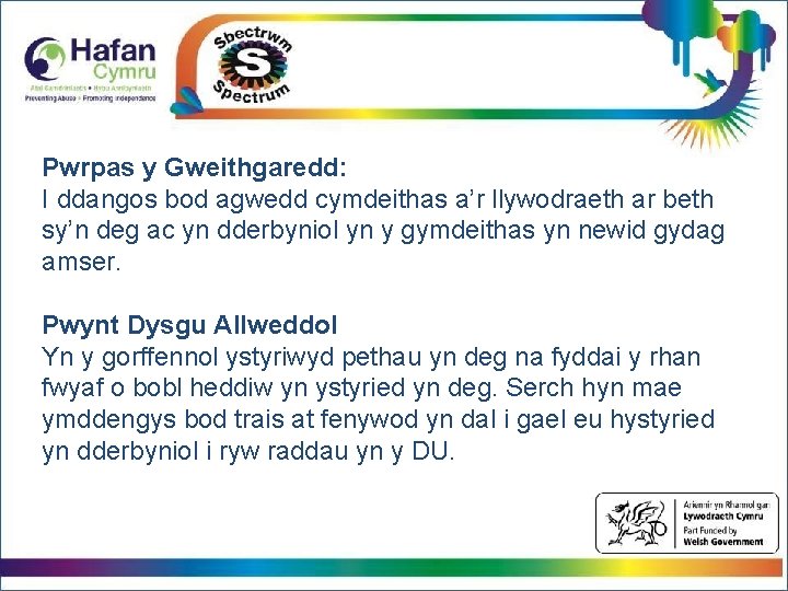 Click to edit Master title style Click to edit Master text styles Pwrpas y