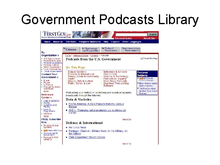 Government Podcasts Library 