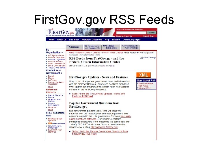 First. Gov. gov RSS Feeds 