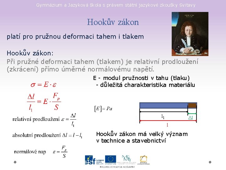 Gymnázium a Jazyková škola s právem státní jazykové zkoušky Svitavy Hookův zákon platí pro