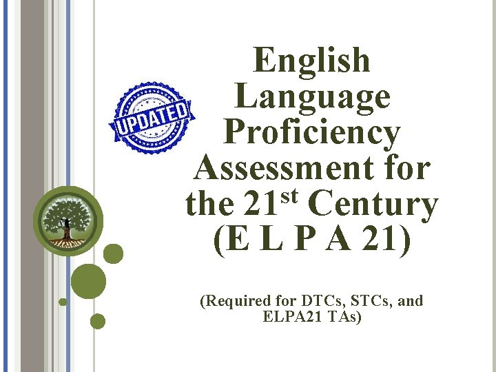 English Language Proficiency Assessment for st the 21 Century (E L P A 21)