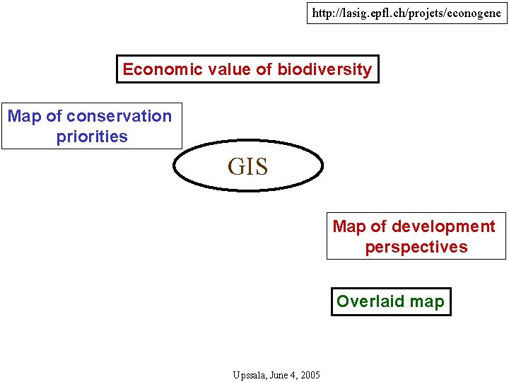 http: //lasig. epfl. ch/projets/econogene Economic value of biodiversity Map of conservation priorities GIS Science