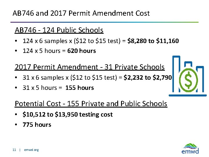 AB 746 and 2017 Permit Amendment Cost AB 746 - 124 Public Schools •