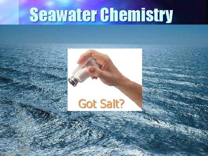 Seawater Chemistry Got Salt? 