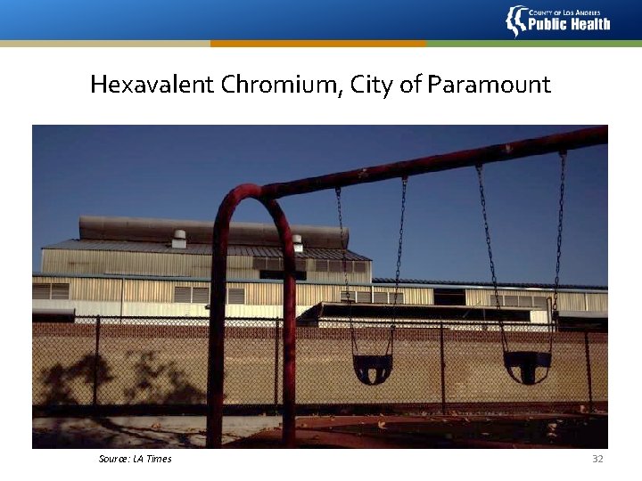 Hexavalent Chromium, City of Paramount Source: LA Times 32 