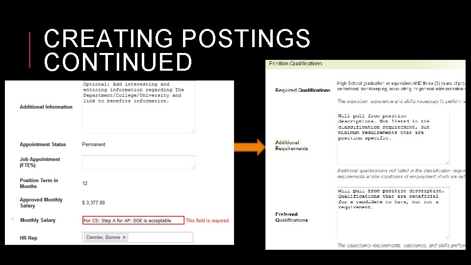 CREATING POSTINGS CONTINUED 