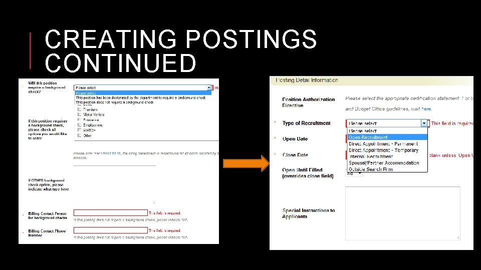CREATING POSTINGS CONTINUED 