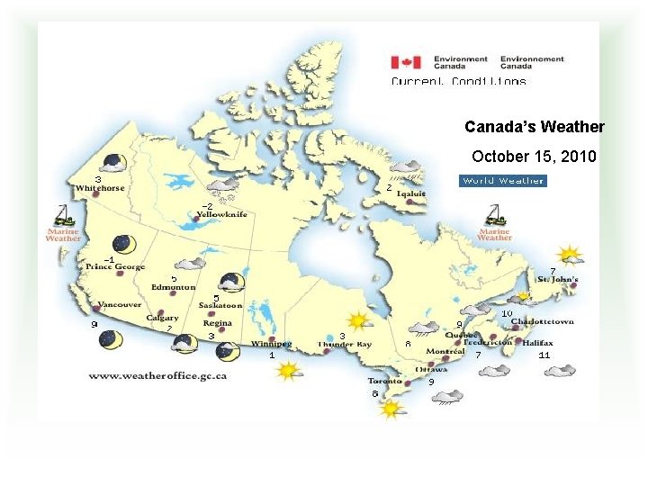 Canada’s Weather October 15, 2010 