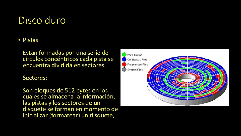 Disco duro • Pistas Están formadas por una serie de círculos concéntricos cada pista