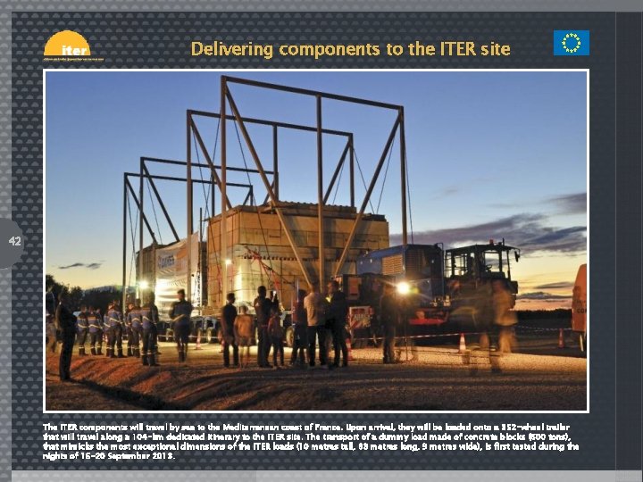 Delivering components to the ITER site 42 The ITER components will travel by sea
