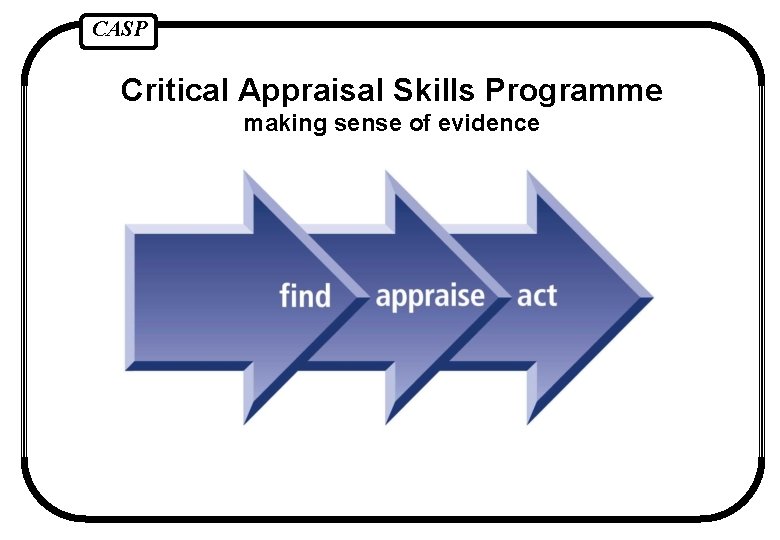 CASP Critical Appraisal Skills Programme making sense of evidence 