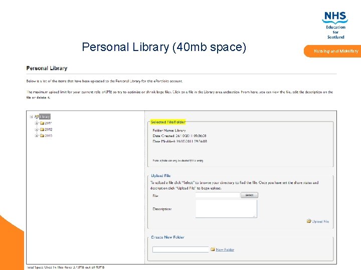 Personal Library (40 mb space) Quality Education for a Healthier Scotland Nursing and Midwifery