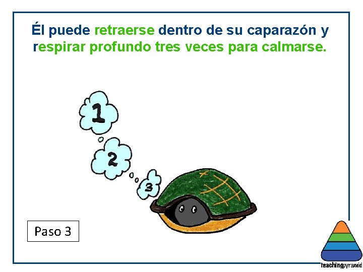 Él puede retraerse dentro de su caparazón y respirar profundo tres veces para calmarse.