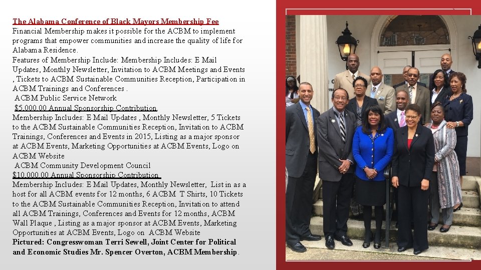 The Alabama Conference of Black Mayors ACBM is