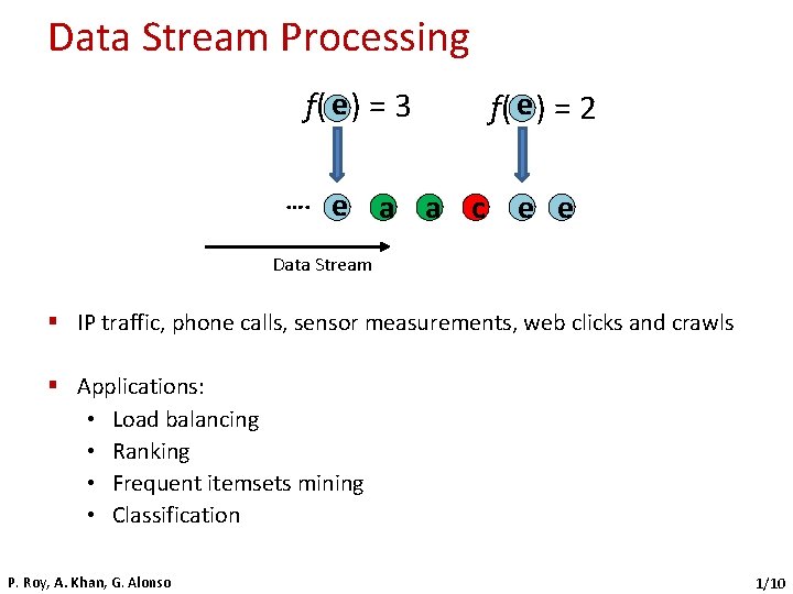 Data Stream Processing f( e ) = 3 …. f( e ) = 2