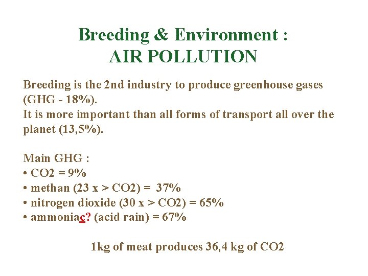 Breeding & Environment : AIR POLLUTION Breeding is the 2 nd industry to produce