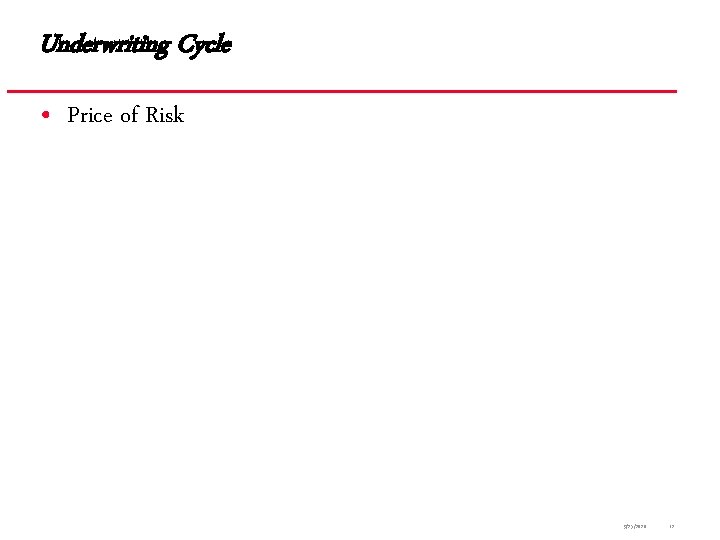 Underwriting Cycle • Price of Risk 9/25/2020 12 