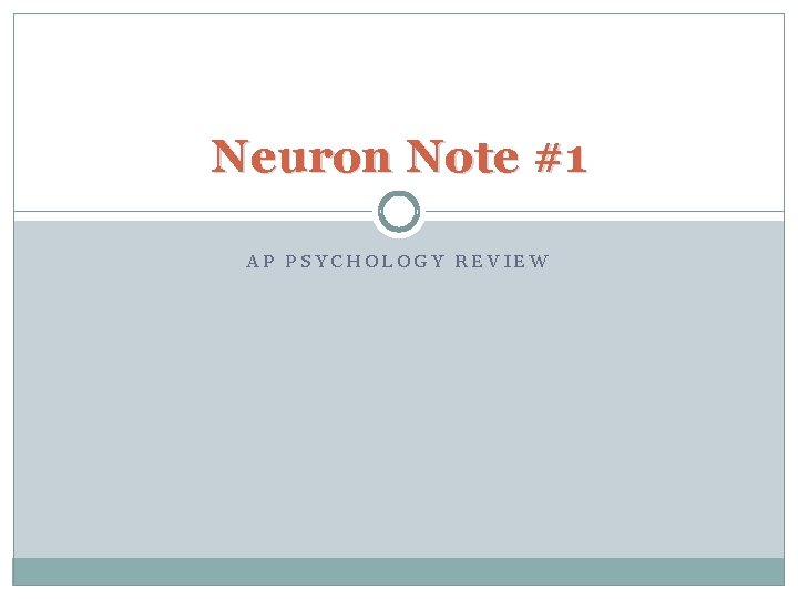 Neuron Note #1 AP PSYCHOLOGY REVIEW 