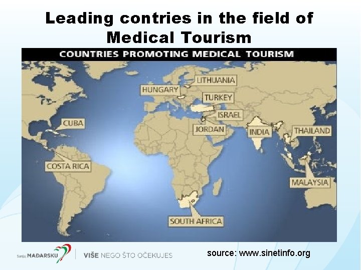 Leading contries in the field of Medical Tourism source: www. sinetinfo. org Leading contries in the field of Medical Tourism source: www. sinetinfo. org