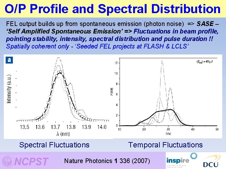 O/P Profile and Spectral Distribution FEL output builds up from spontaneous emission (photon noise) O/P Profile and Spectral Distribution FEL output builds up from spontaneous emission (photon noise)