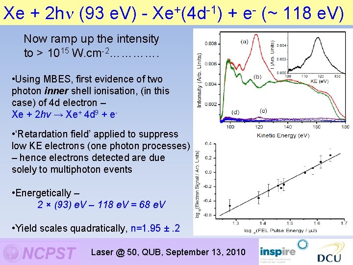 Xe + 2 h (93 e. V) - Xe+(4 d-1) + e- (~ 118 Xe + 2 h (93 e. V) - Xe+(4 d-1) + e- (~ 118