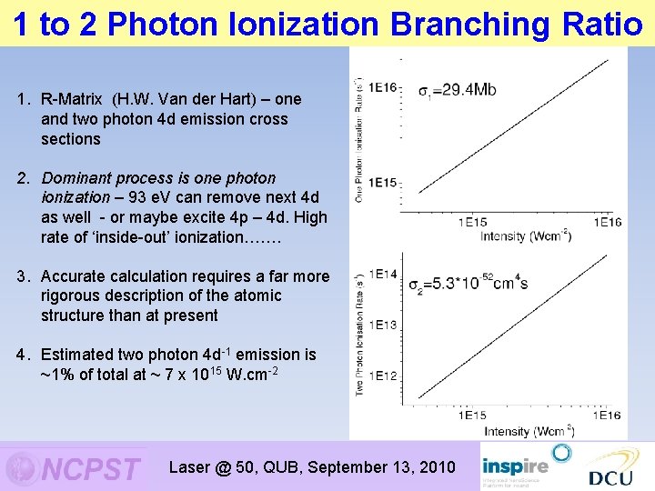 1 to 2 Photon Ionization Branching Ratio 1. R-Matrix (H. W. Van der Hart) 1 to 2 Photon Ionization Branching Ratio 1. R-Matrix (H. W. Van der Hart)