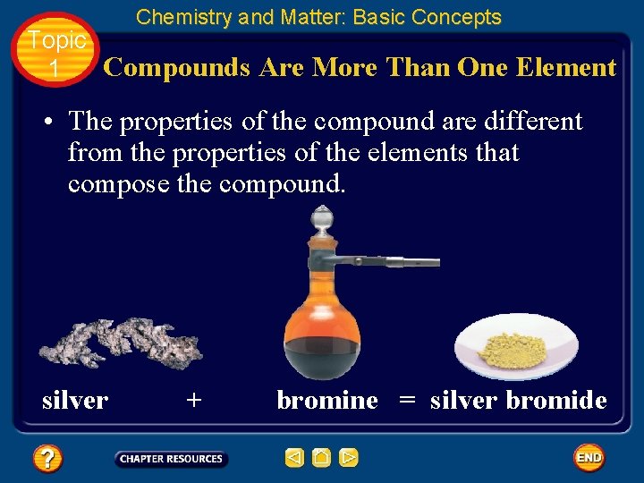 Chemistry and Matter: Basic Concepts Topic Compounds Are More Than One Element 1 •