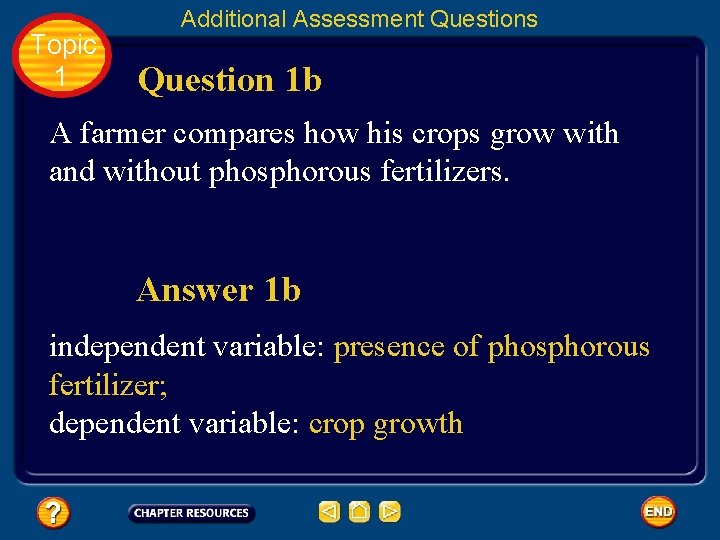Topic 1 Additional Assessment Questions Question 1 b A farmer compares how his crops