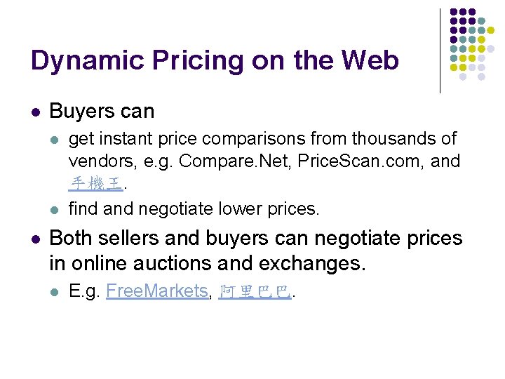 Dynamic Pricing on the Web l Buyers can l l l get instant price