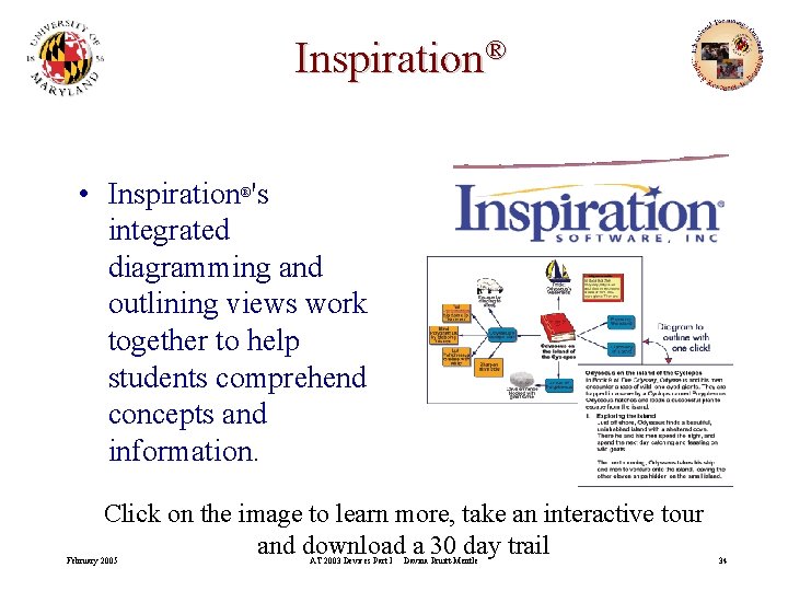 Inspiration® • Inspiration®'s integrated diagramming and outlining views work together to help students comprehend
