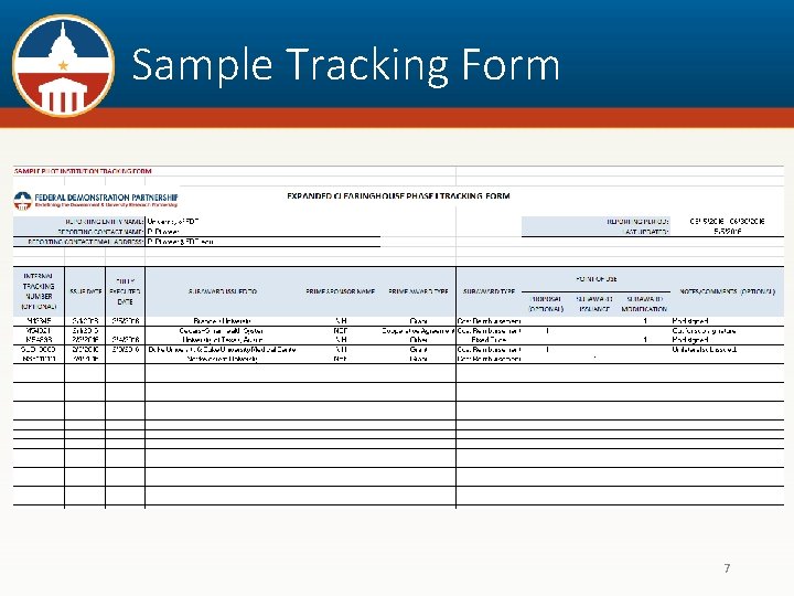 Sample Tracking Form 7 